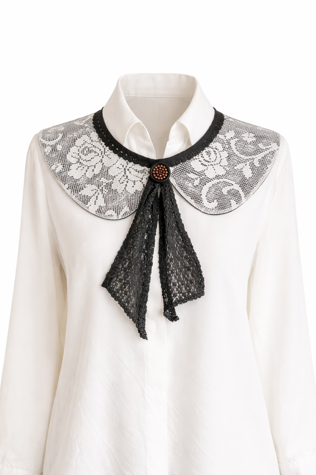 Camisa manga larga con cuello negro