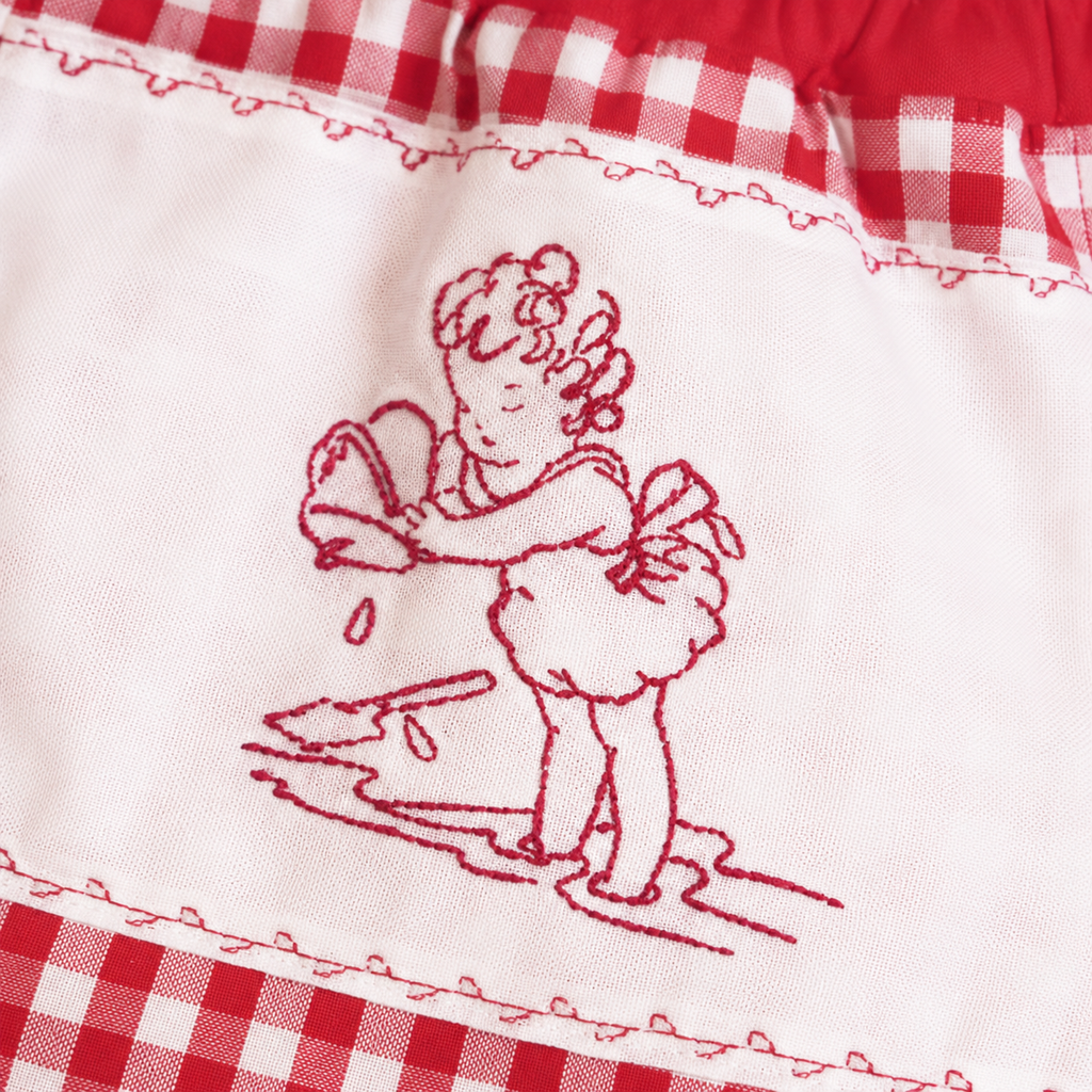 Short Vichy Bordado Rojo