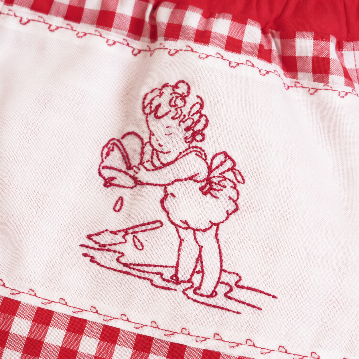 Short Vichy Bordado Rojo