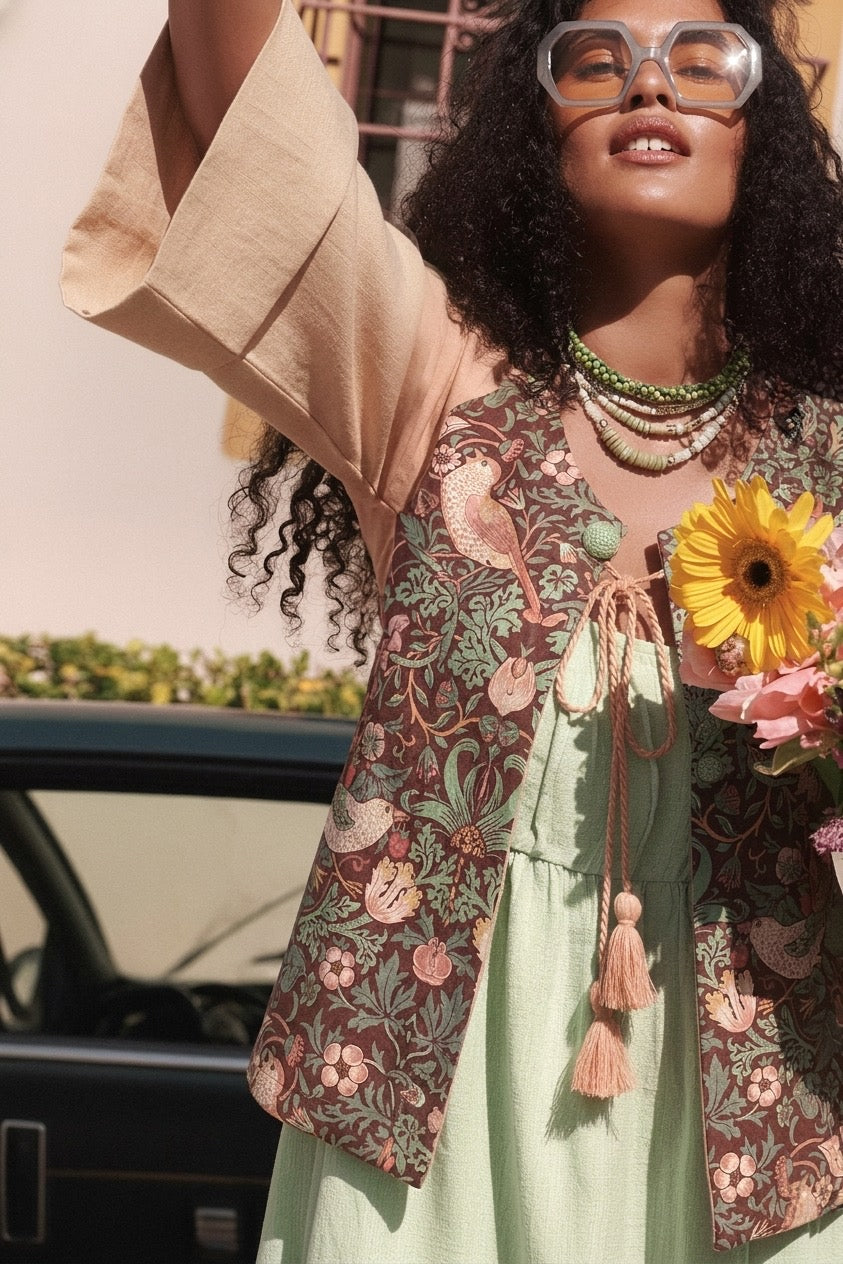 Kimono Lino Jardin De Fresas