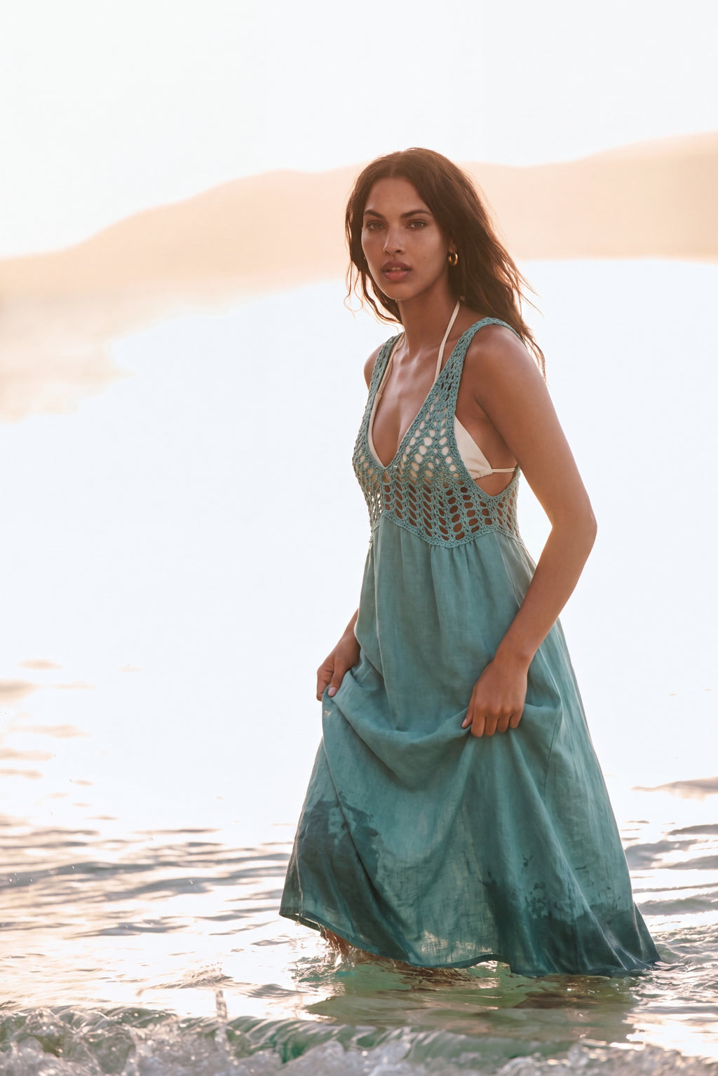 Vestido Crochet Turquesa