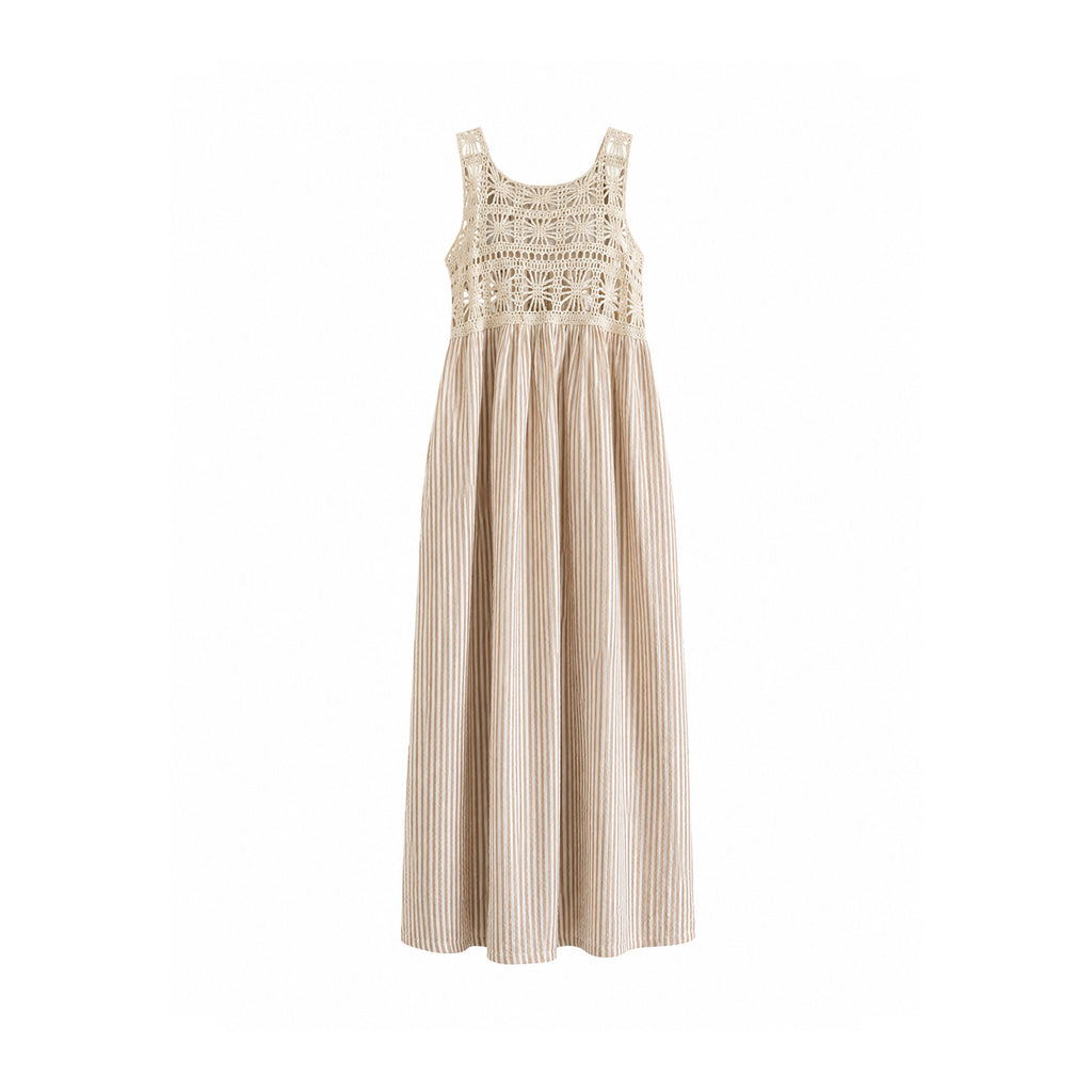 Vestido Crochet Beige