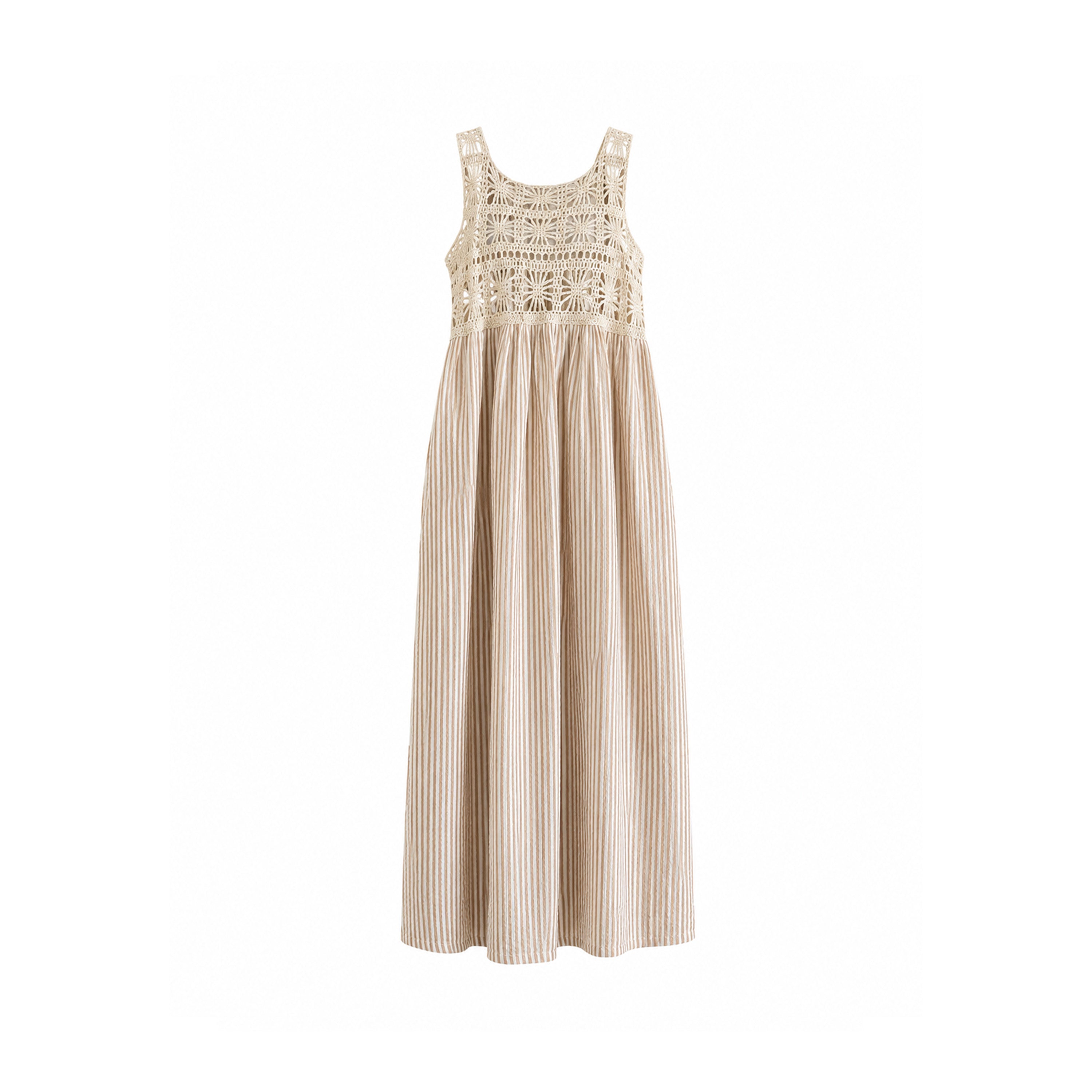 Vestido Crochet Beige