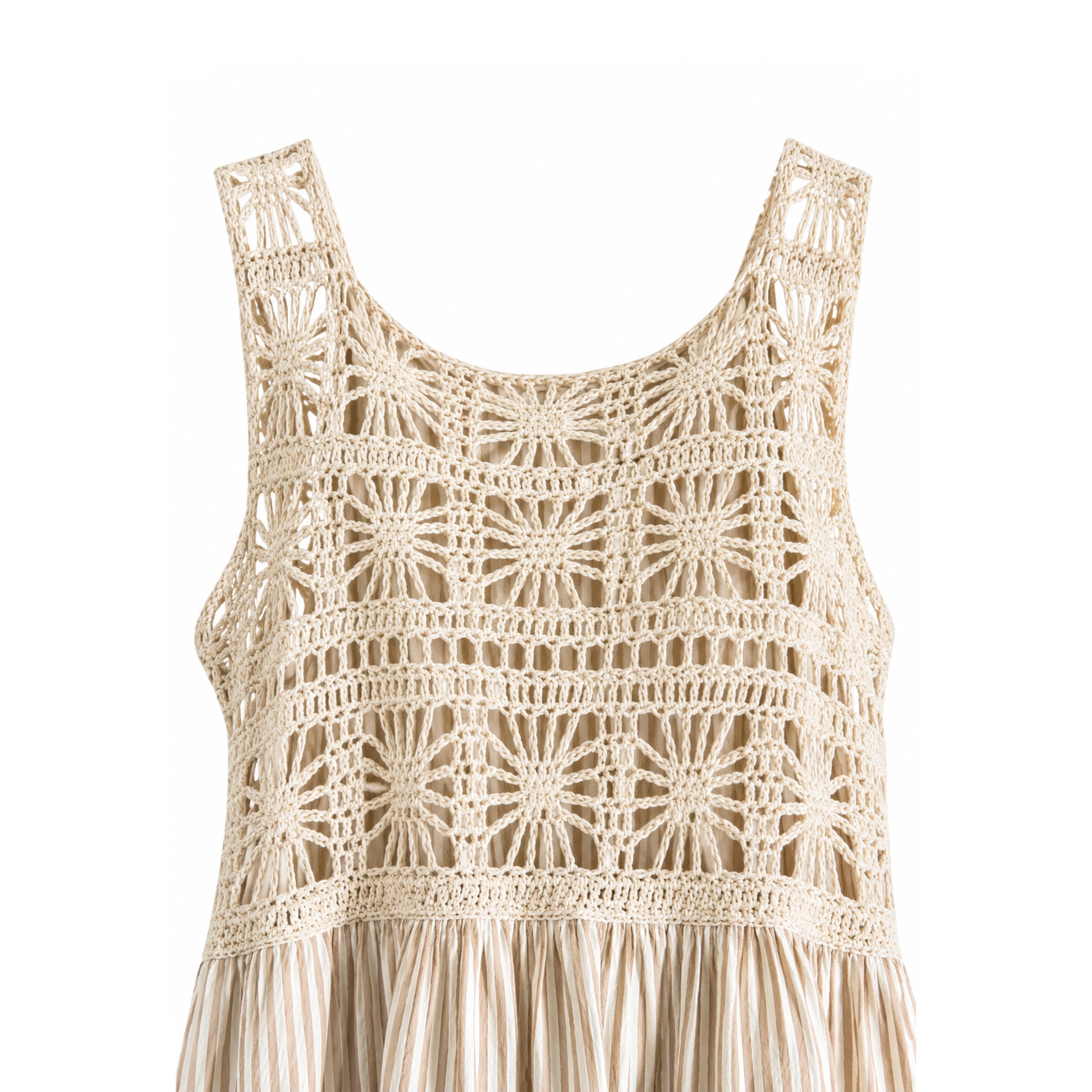 Vestido Crochet Beige